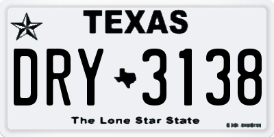 TX license plate DRY3138