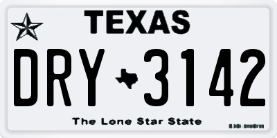 TX license plate DRY3142