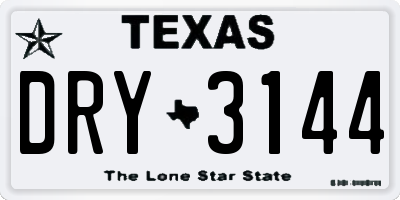 TX license plate DRY3144