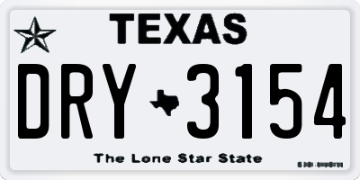 TX license plate DRY3154