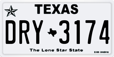TX license plate DRY3174