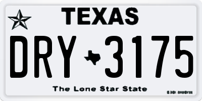 TX license plate DRY3175