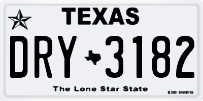 TX license plate DRY3182