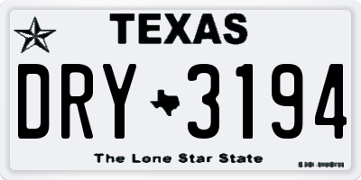 TX license plate DRY3194