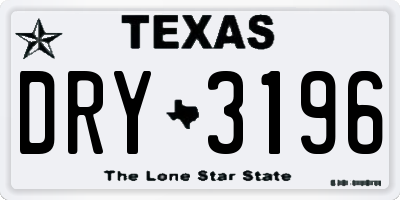 TX license plate DRY3196