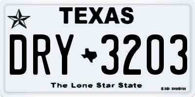 TX license plate DRY3203