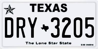 TX license plate DRY3205