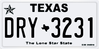 TX license plate DRY3231