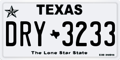 TX license plate DRY3233