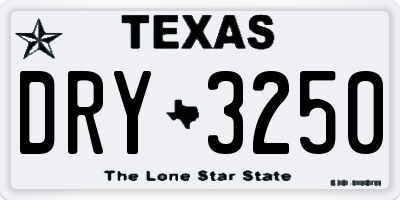 TX license plate DRY3250