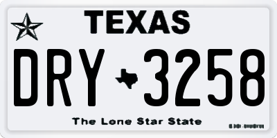 TX license plate DRY3258