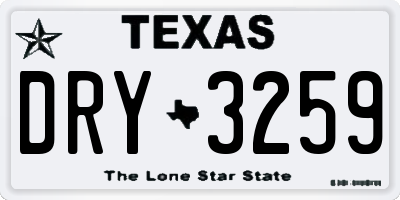 TX license plate DRY3259