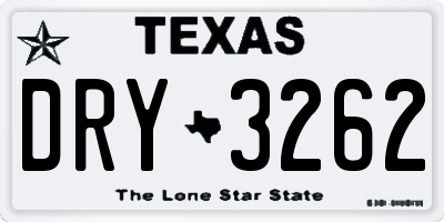 TX license plate DRY3262