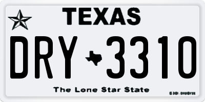 TX license plate DRY3310