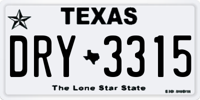 TX license plate DRY3315