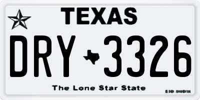 TX license plate DRY3326
