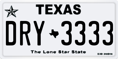 TX license plate DRY3333