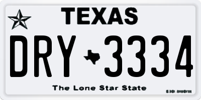 TX license plate DRY3334