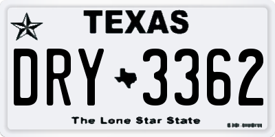 TX license plate DRY3362