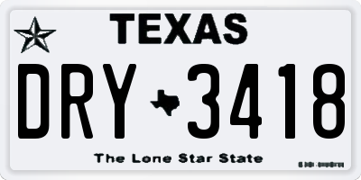 TX license plate DRY3418