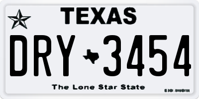 TX license plate DRY3454