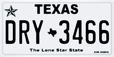 TX license plate DRY3466