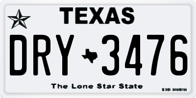 TX license plate DRY3476