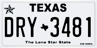 TX license plate DRY3481