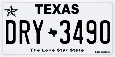 TX license plate DRY3490