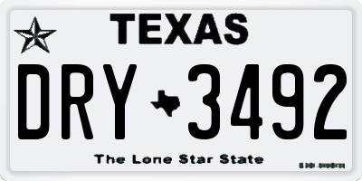 TX license plate DRY3492