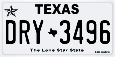 TX license plate DRY3496