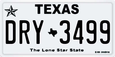 TX license plate DRY3499