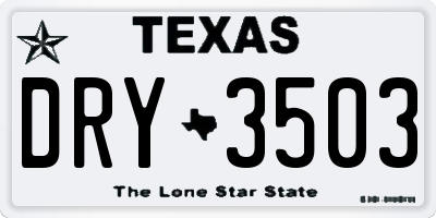 TX license plate DRY3503