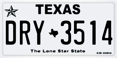 TX license plate DRY3514