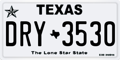 TX license plate DRY3530