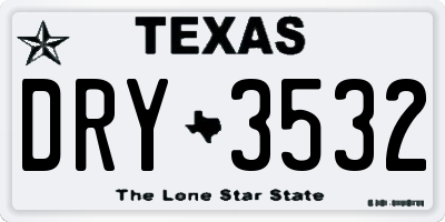 TX license plate DRY3532