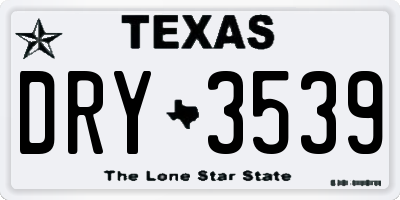 TX license plate DRY3539