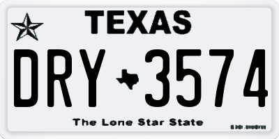 TX license plate DRY3574