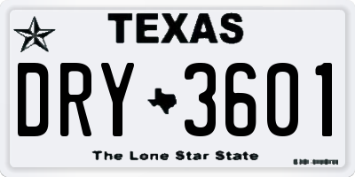 TX license plate DRY3601