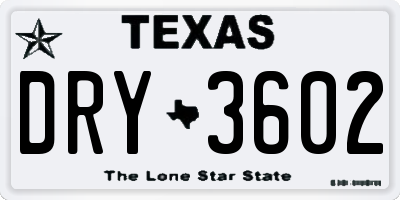TX license plate DRY3602