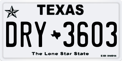 TX license plate DRY3603