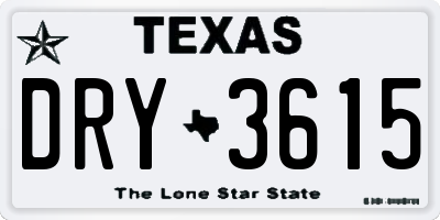 TX license plate DRY3615