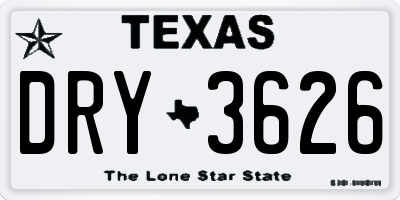 TX license plate DRY3626