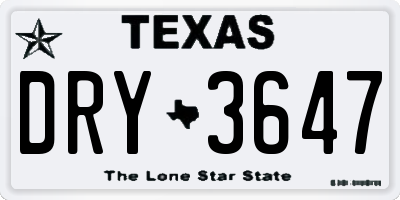 TX license plate DRY3647
