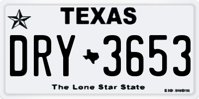 TX license plate DRY3653