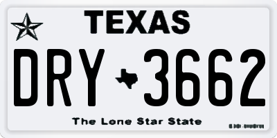 TX license plate DRY3662