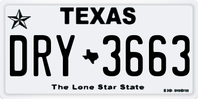TX license plate DRY3663