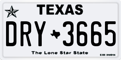TX license plate DRY3665