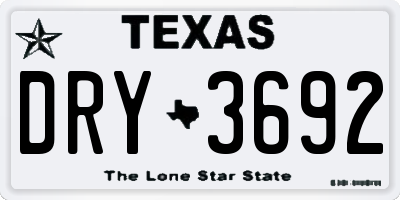 TX license plate DRY3692
