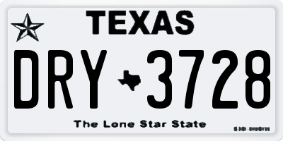 TX license plate DRY3728